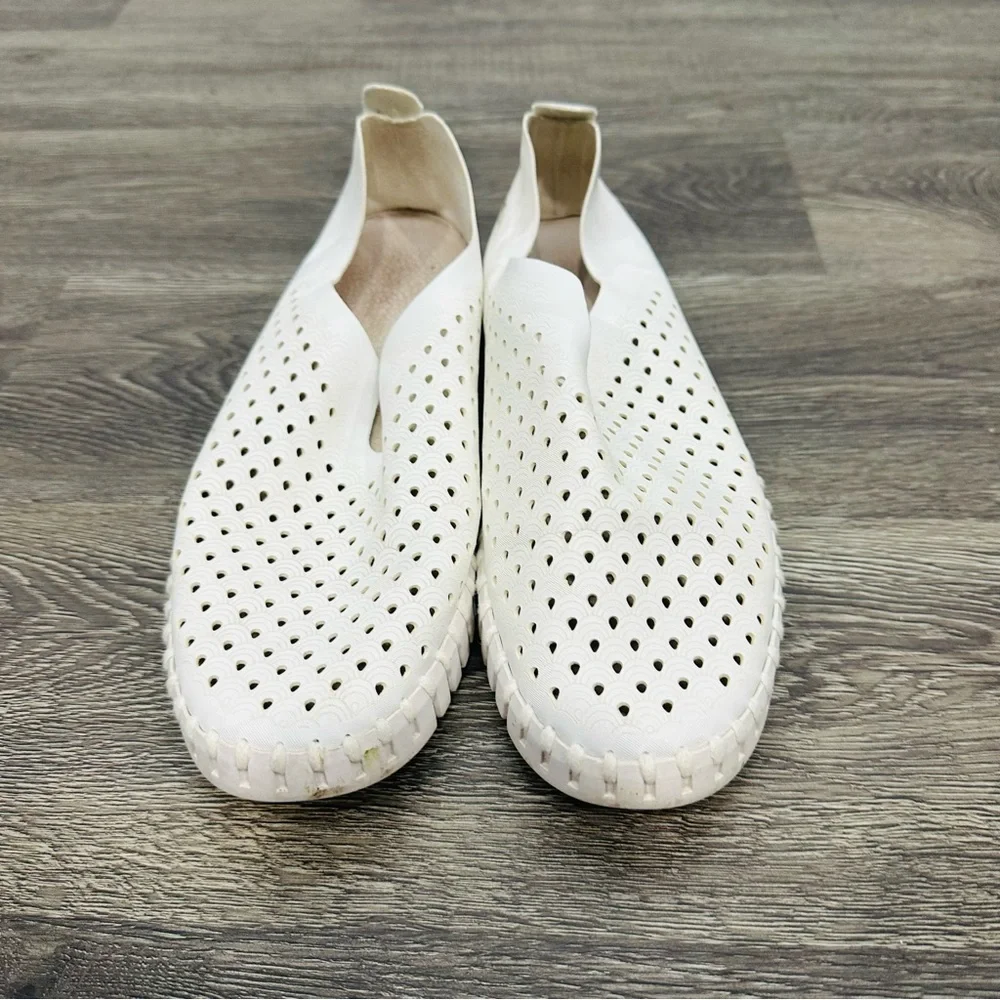 Ilse Jacobsen White Perforated Leather Slip-On Sneakers